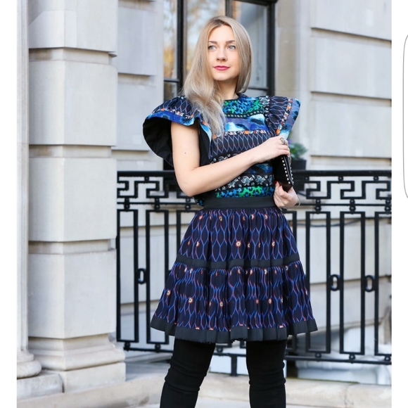 NWT Kenzo x H&M Silk Tiered Skirt Size US 4 - Picture 2 of 7